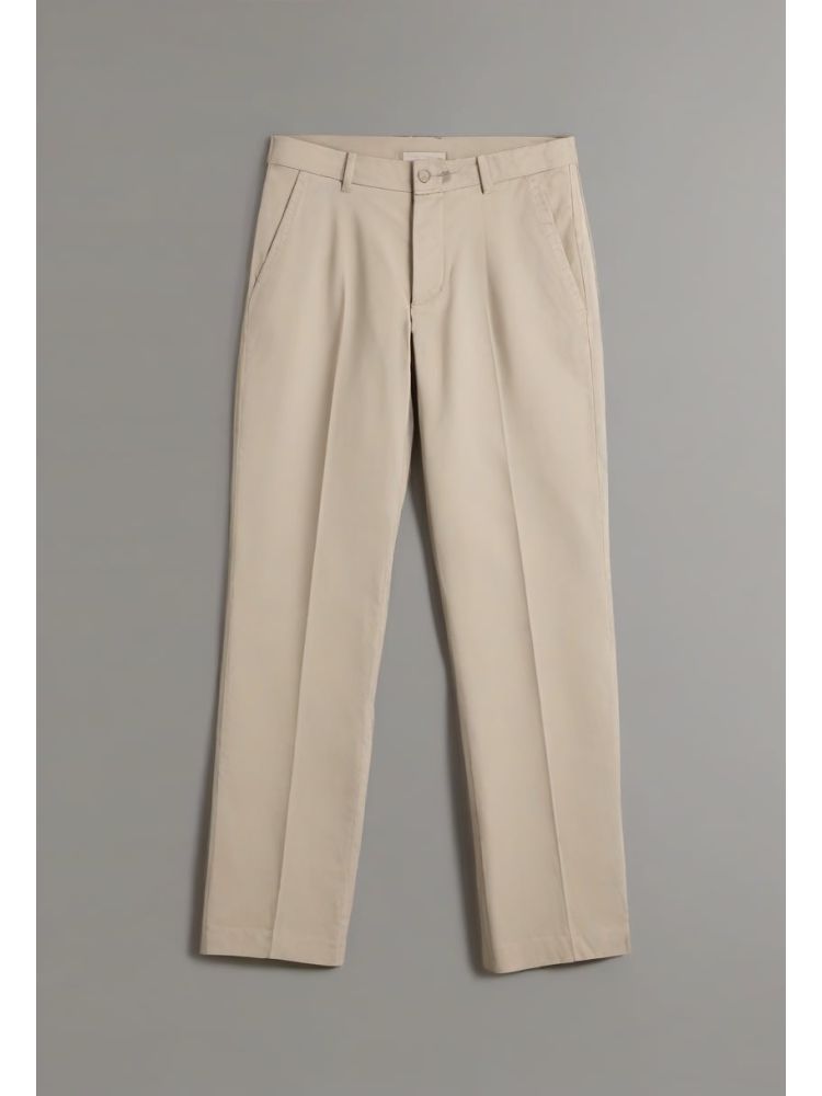 Stone Cotton Wide Trouser