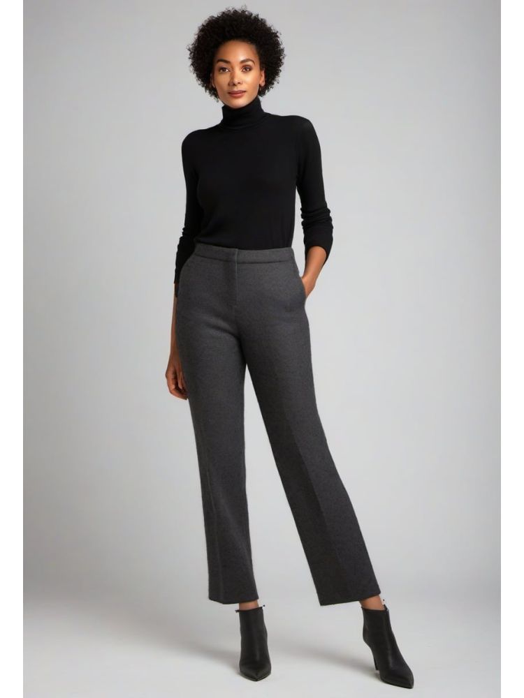 Charcoal Wool-mohair Straight Trouser
