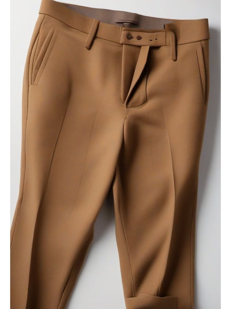 Camel Wool Cropped Trouser