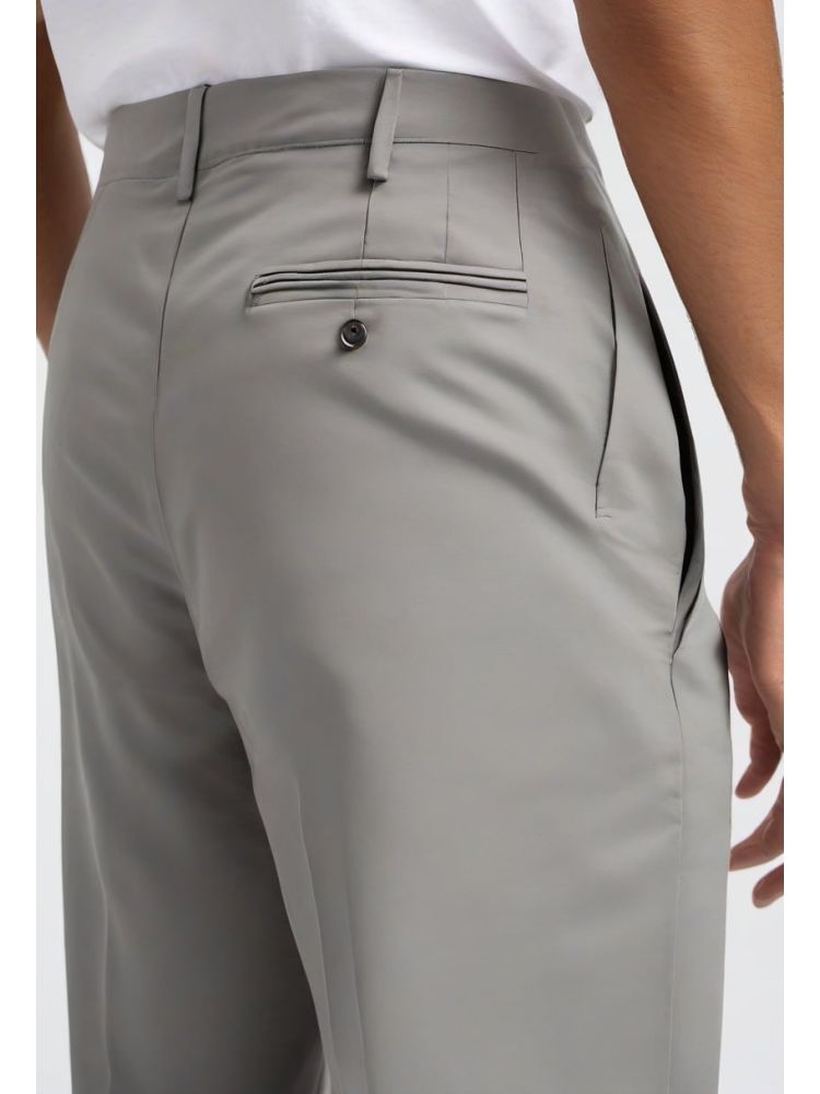 Slate Cotton Pleated Trouser