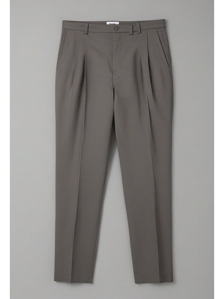 Slate Cotton Pleated Trouser