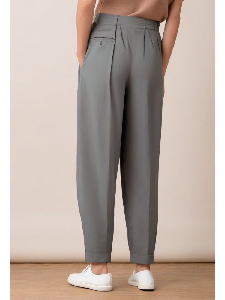 Slate Cotton Pleated Trouser