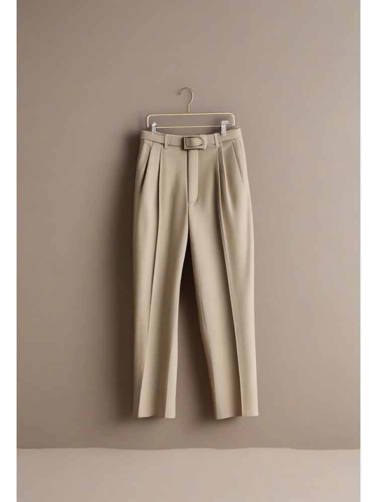 Stone Wool-mohair Pleated Trouser