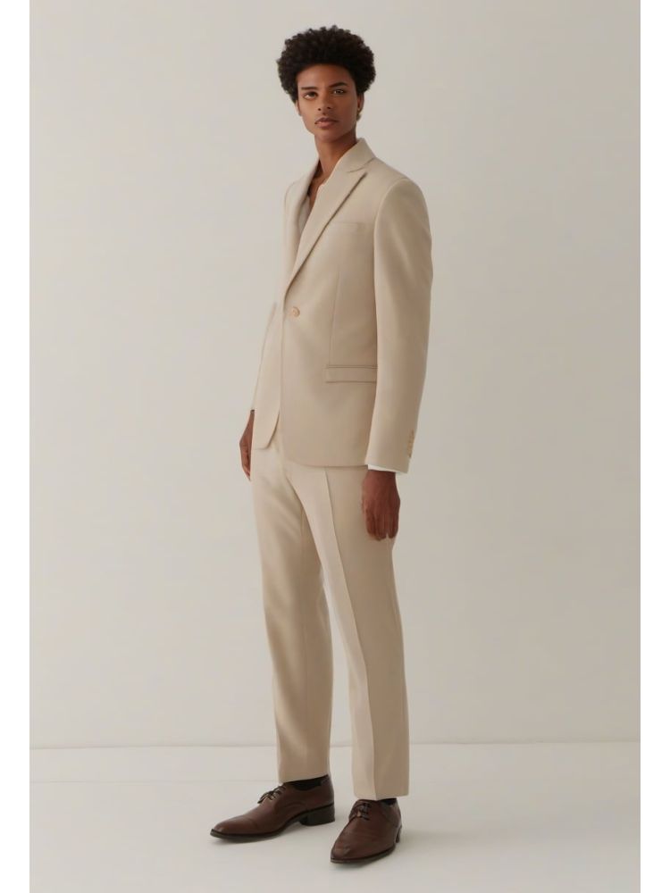 Ecru Wool Tapered Trouser