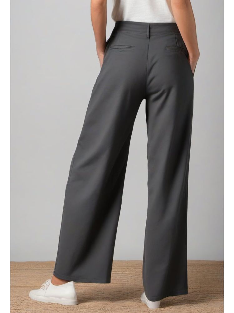 Charcoal Cotton Wide Trouser