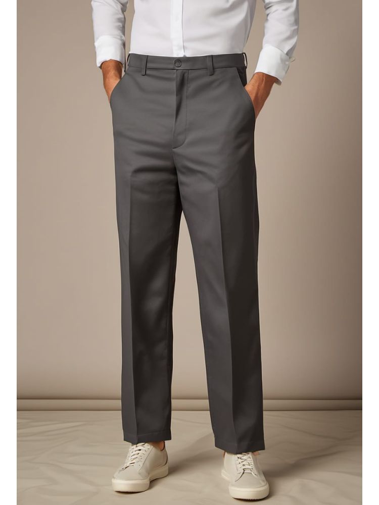 Charcoal Cotton Wide Trouser