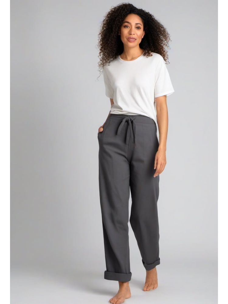 Charcoal Cotton Wide Trouser