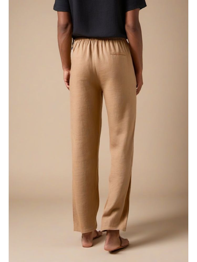 Camel Linen Drawstring Trouser