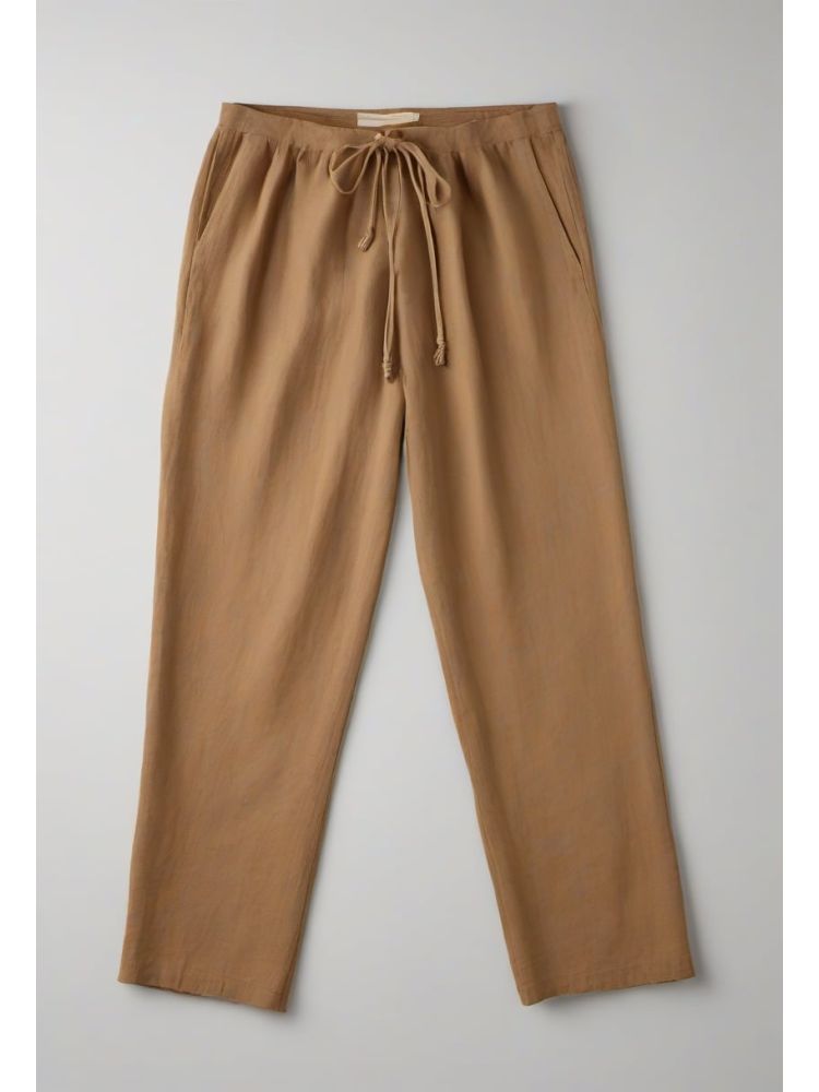 Camel Linen Drawstring Trouser