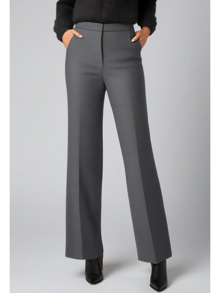Slate Wool-mohair Straight Trouser