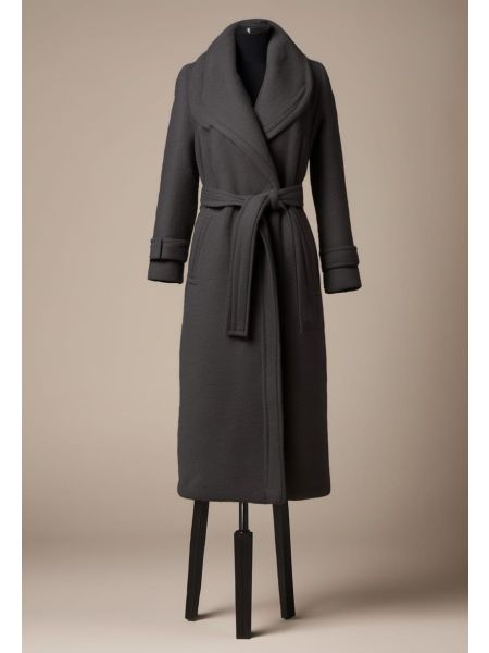 Charcoal Boiled Belted Coat
