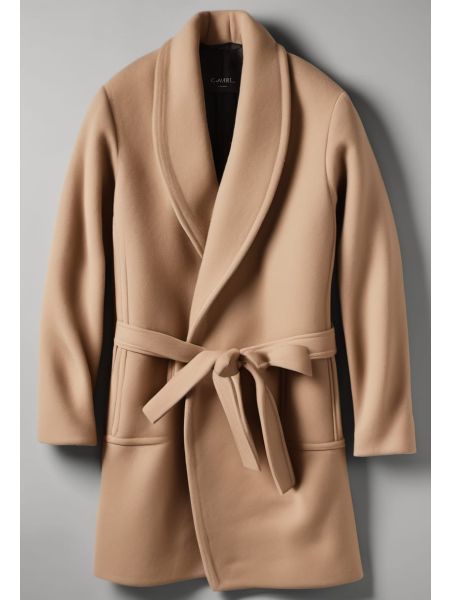 Camel Undyed Wrap Coat