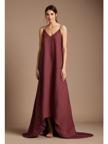 Bordeaux Linen Slip Dress