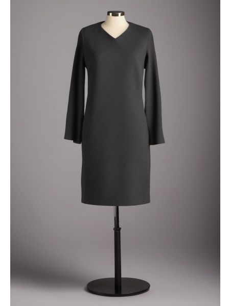 Charcoal Wool Column Dress