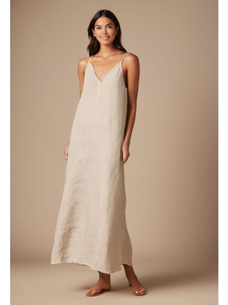 Ecru Linen Slip Dress