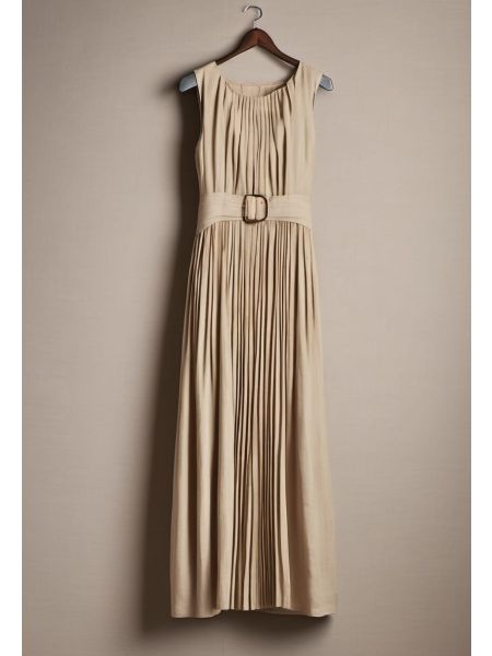 Ink Linen Pleated Dress