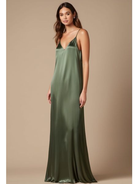 Moss Silk Slip Dress