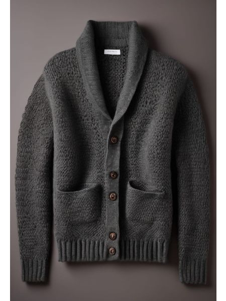 Charcoal Alpaca-blend Cardigan Knit