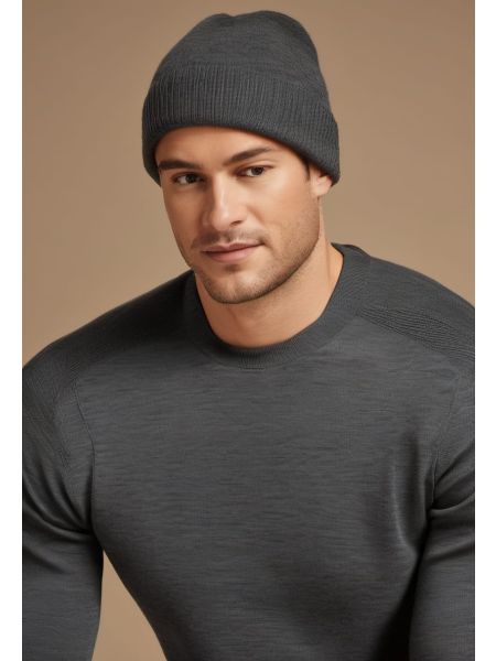 Charcoal Merino Crew Knit