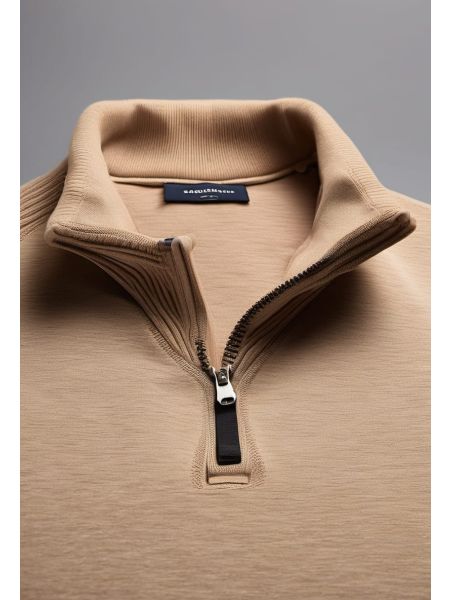 Sand Merino Half-zip Knit