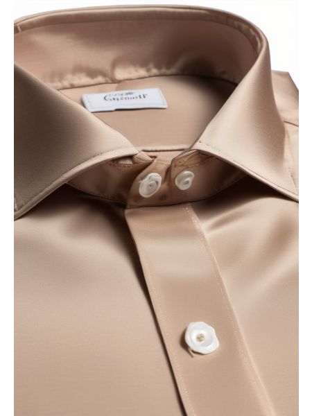 Oatmeal Silk Band-collar Shirt