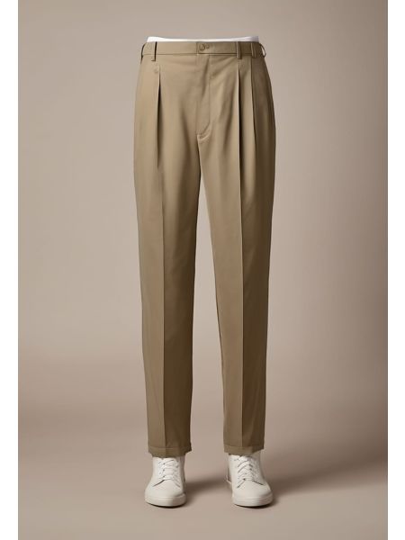 Slate Cotton Pleated Trouser