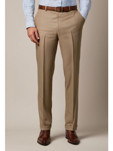 Ecru Wool Tapered Trouser