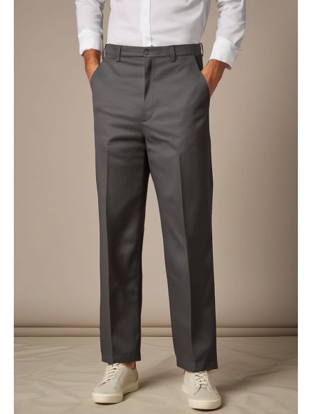 Charcoal Cotton Wide Trouser