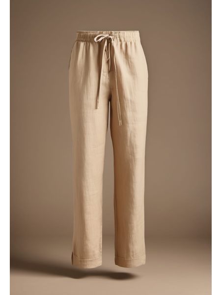 Camel Linen Drawstring Trouser